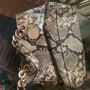 Michael Kors Brown Tan Shoulder Bag with Chain Details